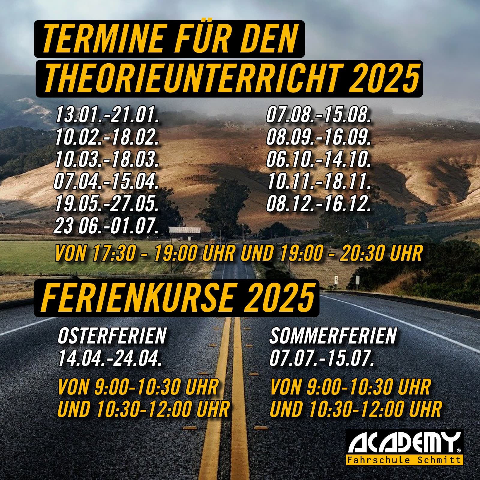 Theorie Unterrichtszeiten 2025